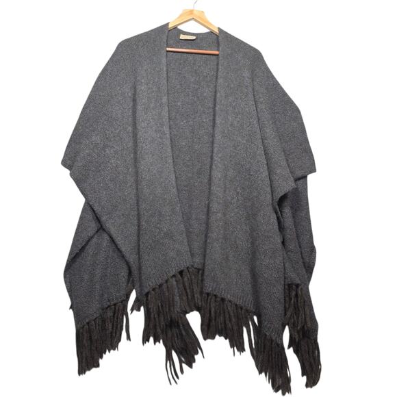 Spartina 449 Accessories - Spartina 449 Gray Fringe Alpaca Wool Shawl Poncho